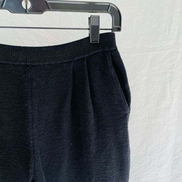 St. John Santana Knit Pants Pleated Black Cropped Straight Leg Pockets Basic 2 - Picture 4 of 6